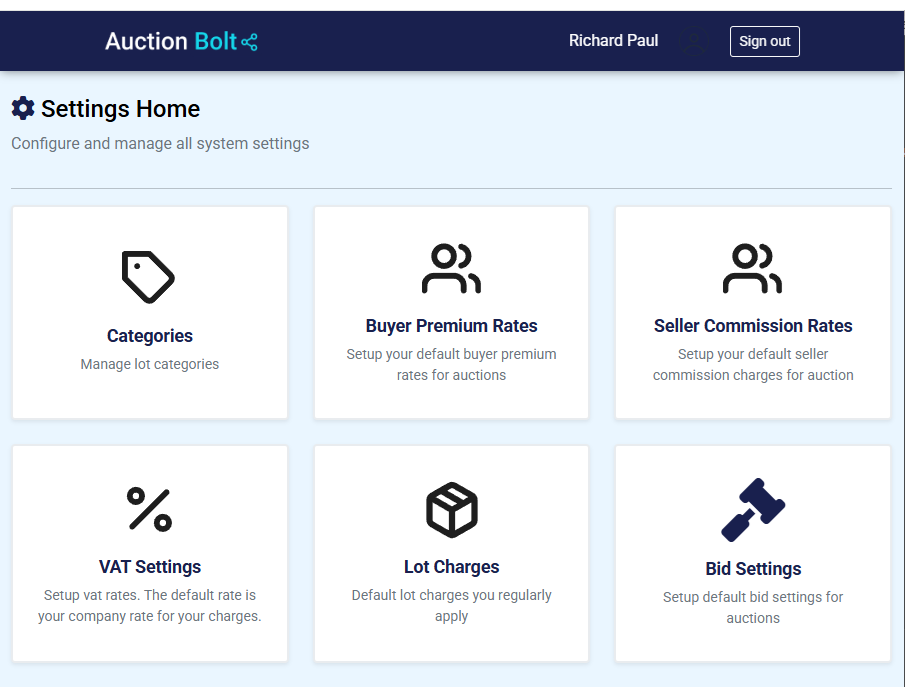 AuctionBolt Manager lot management screen